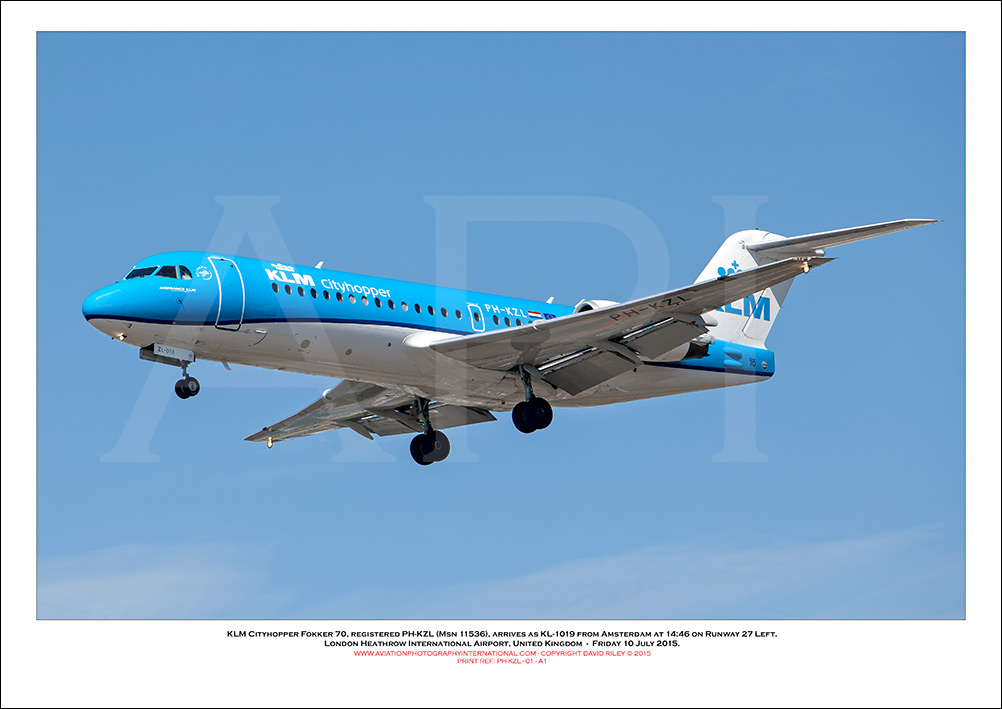 PH-KZL - KLM Cityhopper Fokker 70 (Msn 11536) - 01