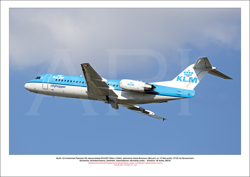 PH-KZT - KLM Cityhopper Fokker 70 (Msn 11541) - 01