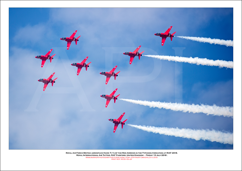 REDS -The Royal Air Force�s Red Arrows in the Typhoon formation at RIAT 2018 - 05