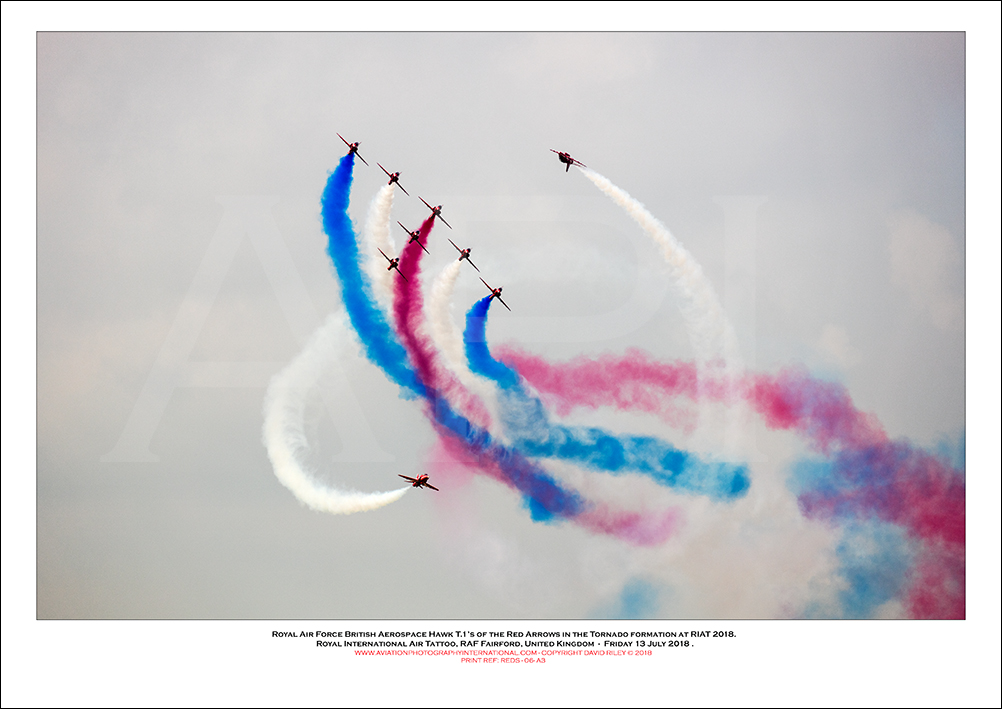 REDS -The Royal Air Force�s Red Arrows in the  Tornado formation at RIAT 2018 - 06