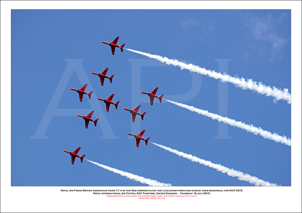 REDS - Royal Air Force Red Arrows flying the Lancaster formation at RIAT 2019 - 29