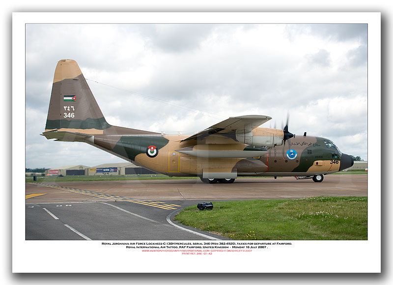 RJAF-346 - Royal Jordanian Air Force Lockheed C-130H Hercules (Msn 382-4920) - 01