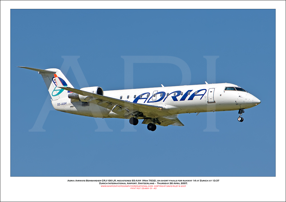 S5-AAH - Adria Airways Bombardier CRJ-100 LR  (Msn 7032) - 01