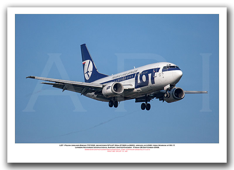 SP-LKF - LOT - Polish Airlines Boeing 737-55D  (Msn 27368 Ln 2603) - 01