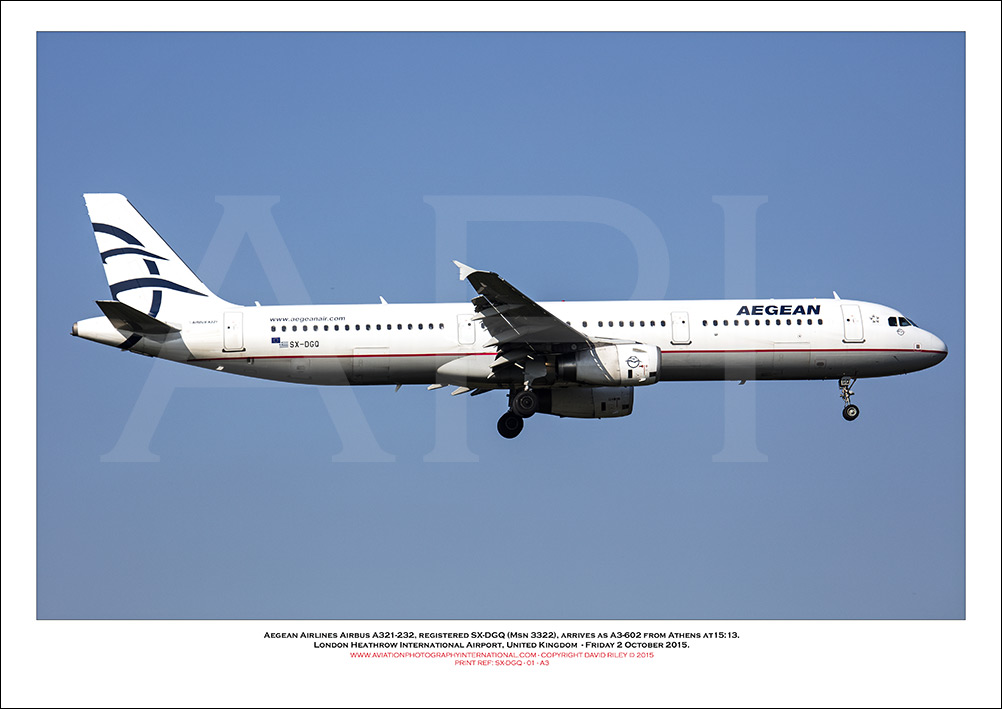 SX-DGQ - Aegean Airlines Airbus A321-231, (Msn 3322) - 01