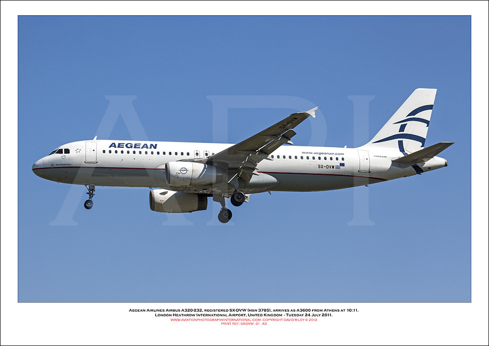 SX-DVW - Aegean Airlines Airbus A320-232, (Msn 3785) - 01