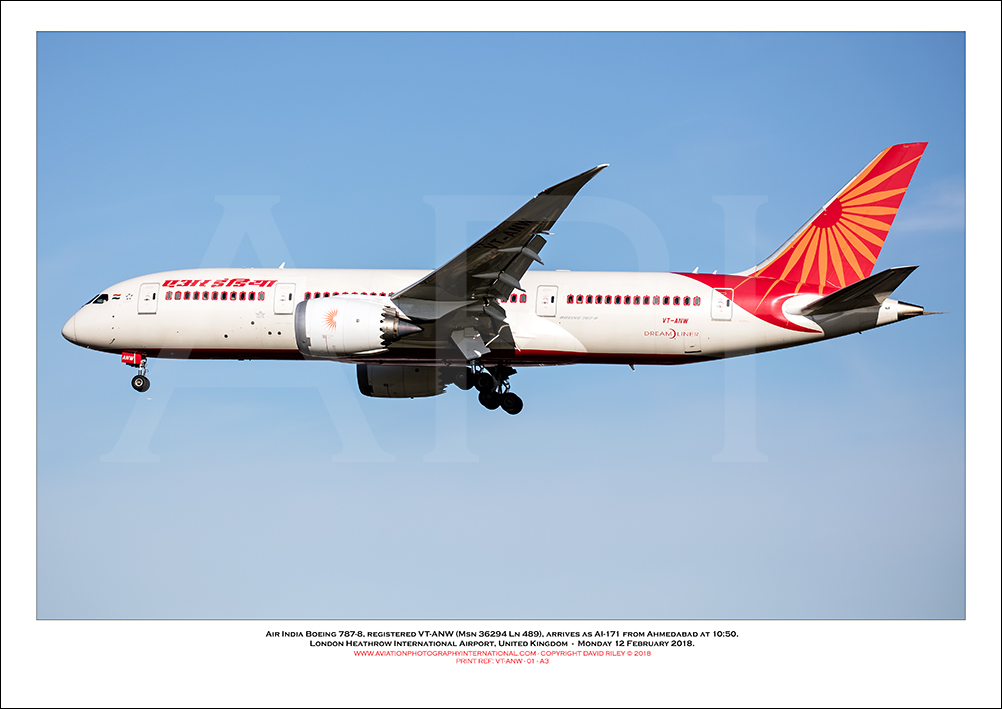 VT-ANW - Air India Boeing 787-8  (Msn 36294 Ln 489) - 01