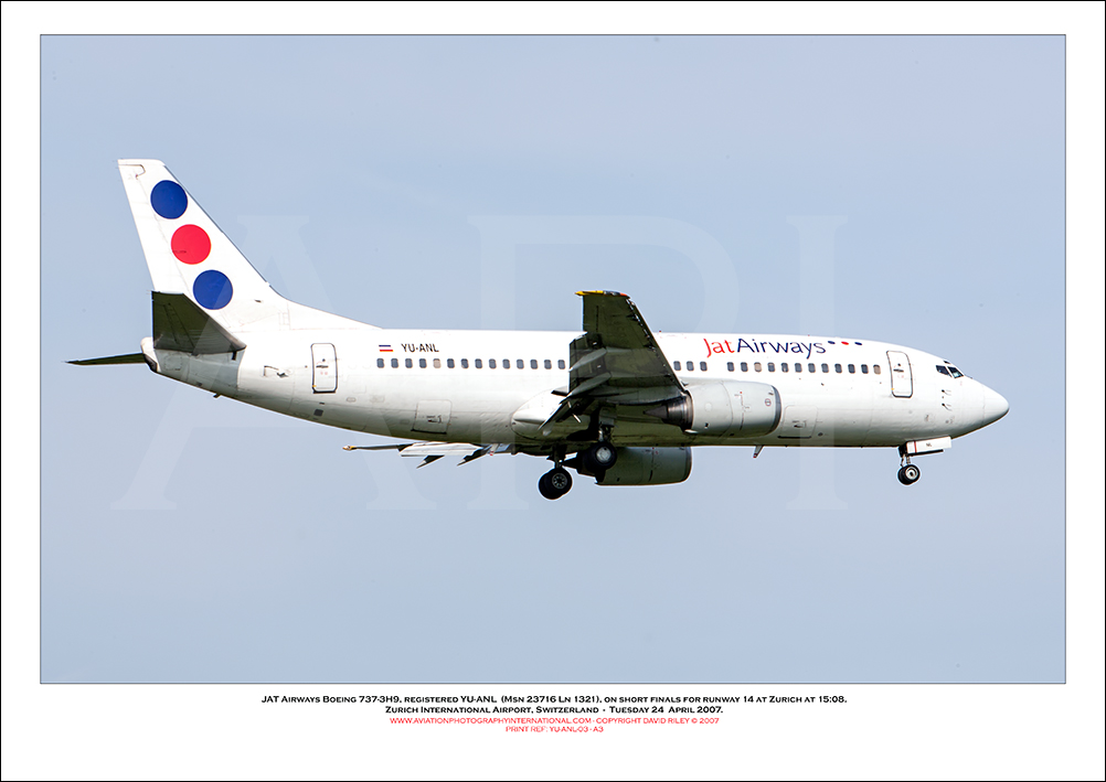 YU-ANL - Jat Airways Boeing B737-3H9 (Msn 23716 Ln 1321) - 01