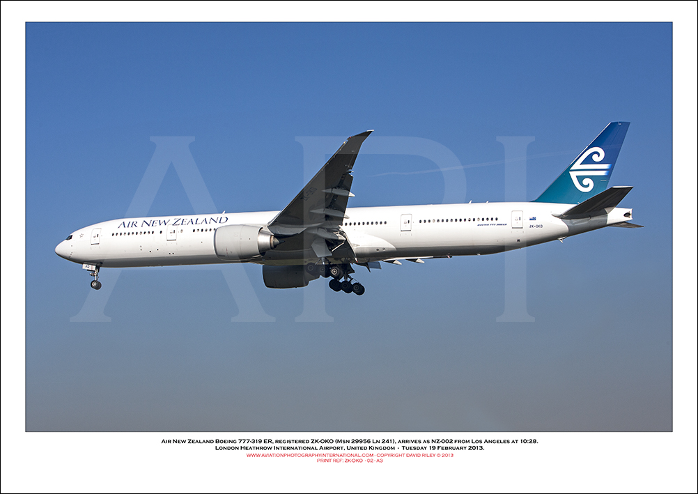 ZK-OKO - Air New Zealand Boeing 777-319 ER (Msn 29956 Ln 241 - 02